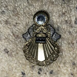 Inspiring Vintage 1995 Angel Brooch Pin by Rosemary Nelson Silver Gold Jewel